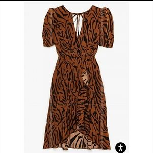 Plus New tiger print midi wrap dress